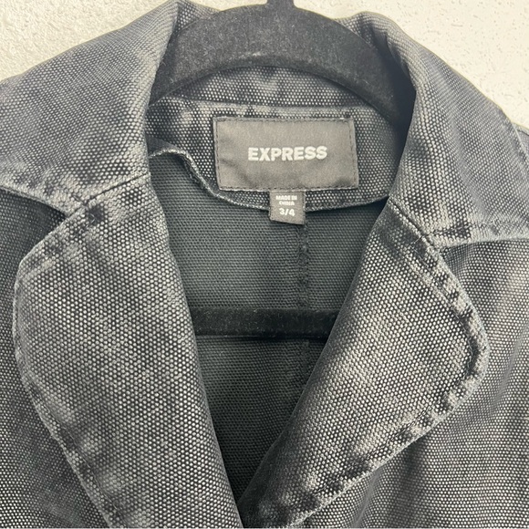 Express Black Wash Button Down Cotton Jacket Size 3/4 - Picture 6 of 13